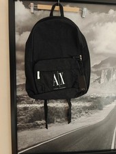 Image of BNWT 🔥 Armani Exchange Embroidered Backpack Bag. Black And White. RRP £120.00.
