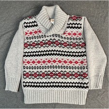Gymboree Kids Gray Fair Isle Cowl Neck Sweater Size XS 4 Cotton