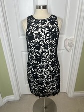 Banana Republic Dress Black Lace Crochet Lined Paisley Cocktail 6 Sleeveless New