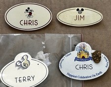 Vintage Disney Name Badge Lot Chris Jim Terry Cast Member Pins WDW MGM