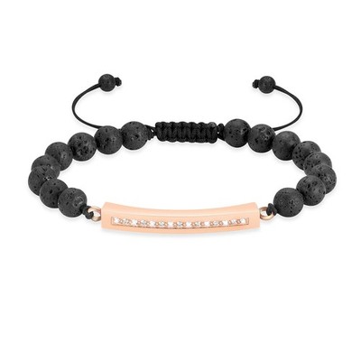 Classic Crystal Urn Bracelet Lava Stone 316L Stainless Steel Cremation Bangle Ke