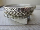Vintage TRIFARI Silver Tone Textured Patterned Bangle BRACELET Stacked 3 Pc LOT