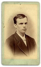 Antique Cdv Circa 1870s S. L. Buser Young Handsome Man In Suit Warren Illinois