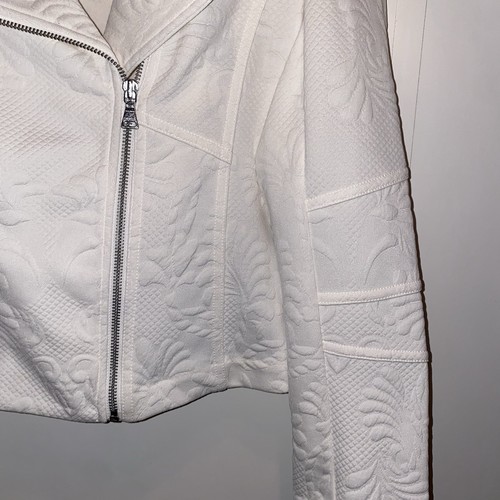 Express White Floral Moto Style Jacket Women’s medium - Picture 3 of 19