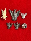 5 Boy Scout Eagle Pins/ Charms & Miniature Carved Eagle