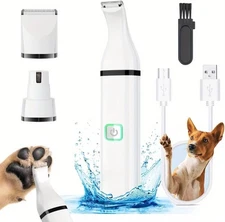 3-in-1 Pet Paw and Nail Grooming Kit for Paws, Nails & Claws Care - Rechargeable