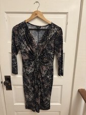 Ann Taylor Women’s Patterned Sheath Dress 3/4 Sleeves V-Neck Size XS