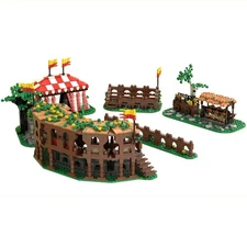 6x Grandstand Wooden Stand Tent Tournament Fence 1882 Pcs Building Set MOC