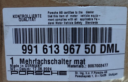 PORSCHE 991 CARRERA GT3 TURBO 16 19 COMBO CONTROL MULIPLES WITCH 99161396750DML - Picture 3 of 18