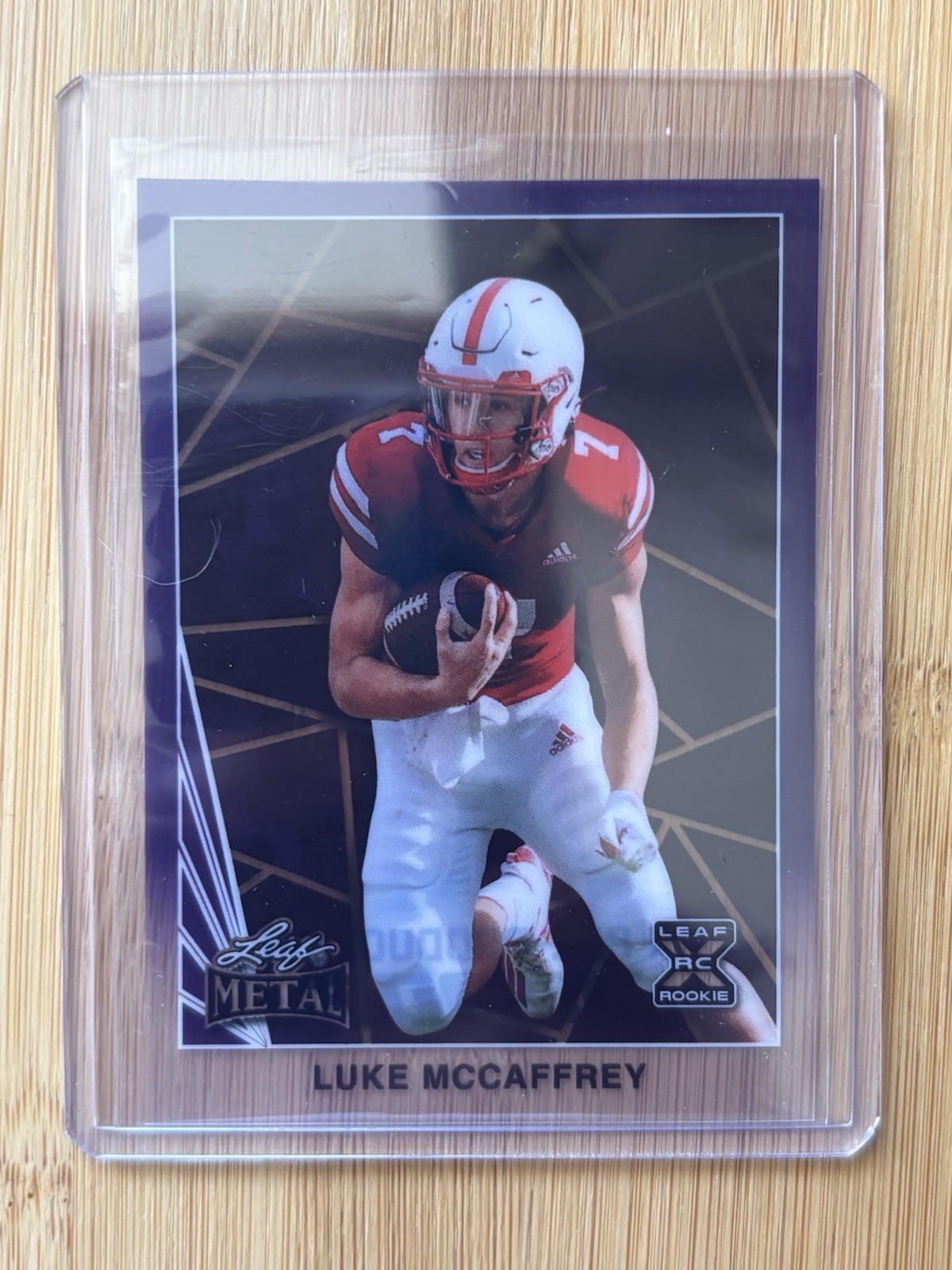 2024 Leaf Metal Football Luke McCaffrey 1/1 Pre Production Proof Purple Shimmer