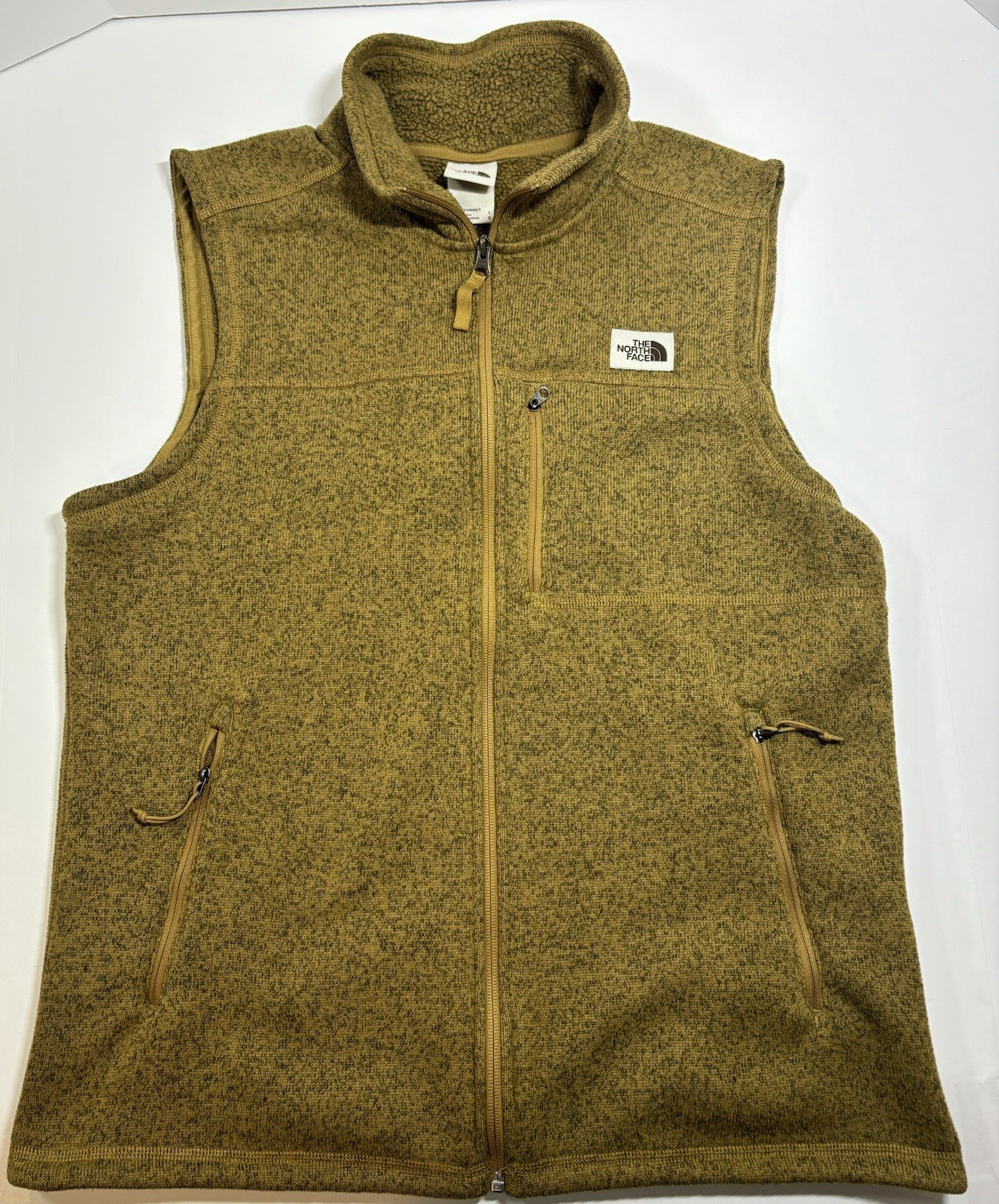 North Face Gordon Lyons Fleece Vest for Men - Large Dark Yellow Black Full Zip