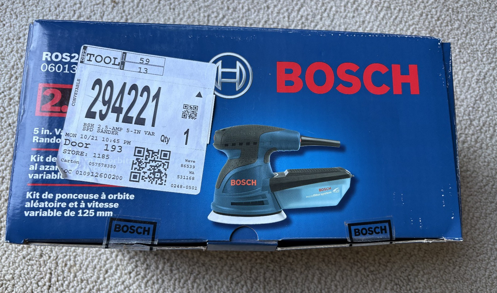 BOSCH ROS20VSC Palm Sander 2.5 Amp 5 Inch Corded Variable Speed Random Orbital