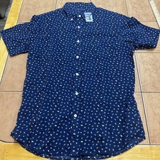 Polo Ralph Lauren Slim Fit RL Untucked SEERSUCKER Flag Pony Shirt Blue Sz L NEW