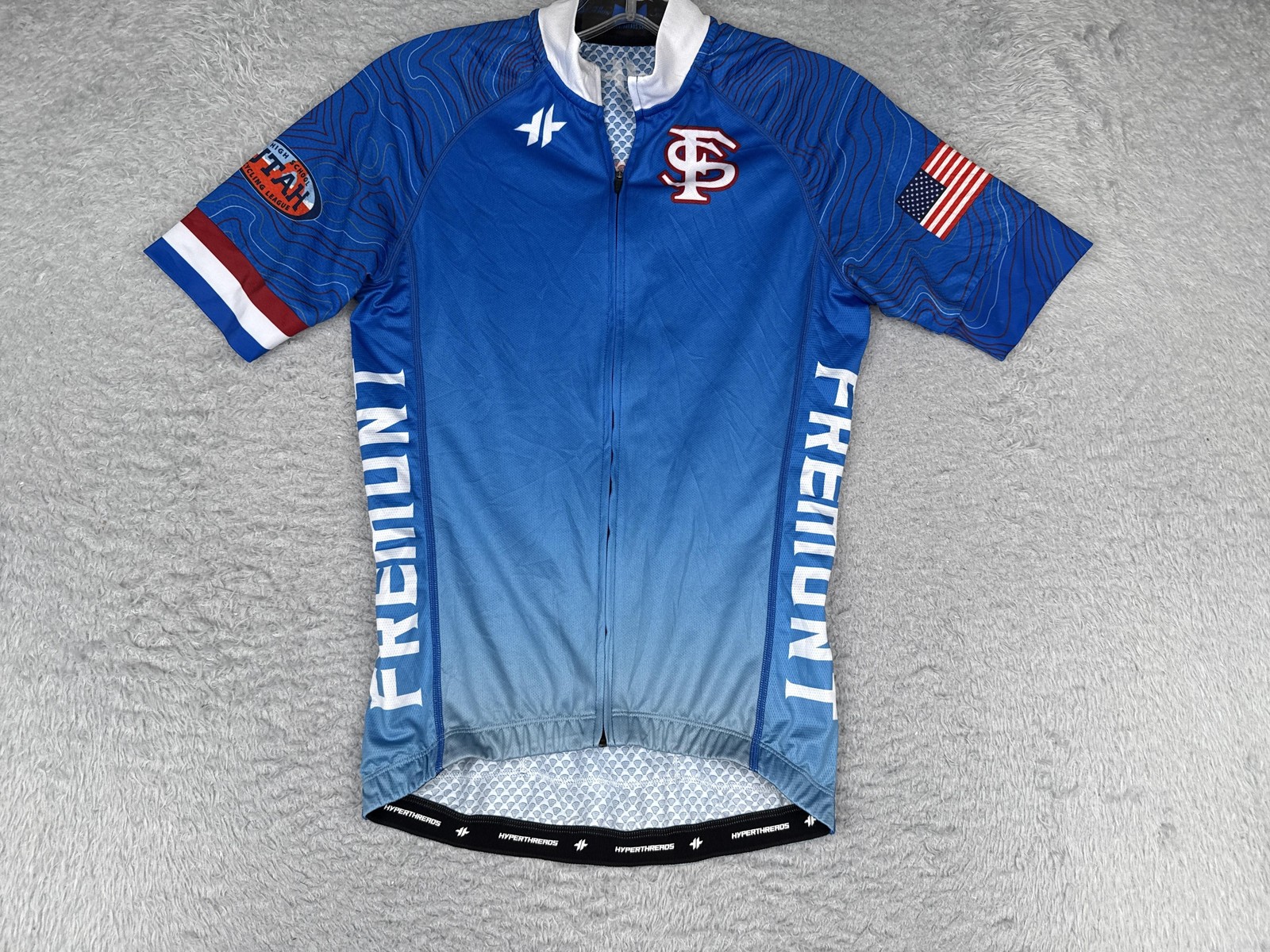 Hyperthreads Fremont Cycling Jersey Mens XS Blue Wolf Utah U