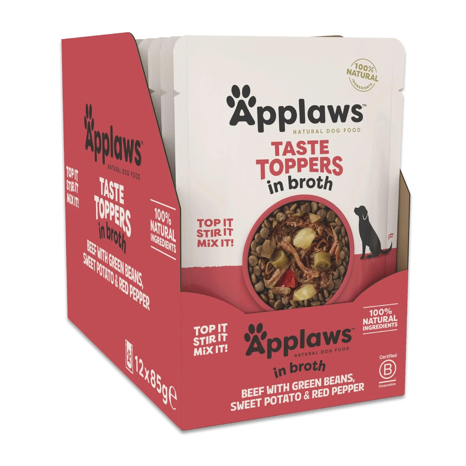 Applaws 100 Natural Wet Dog Food Topper, Grain Free Beef with Vegetables in B...