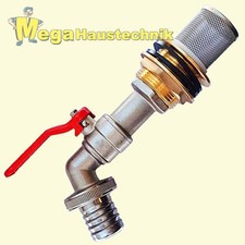 Regentonnenverschraubung + Zapfhahn +Edelstahlfilter Tankdurchführung Wasserhahn