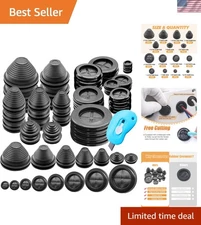 Rubber Grommet Kit Wire Hole Plugs Circular Tower Shaped 30 Pieces