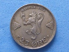 139) Norway 25 Ore 1922 Key Date Free of Rust £10.00