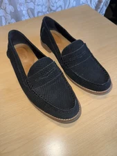 Sperry Seaport Stud Slip-on Penny Loafers Black Suede Women's 9
