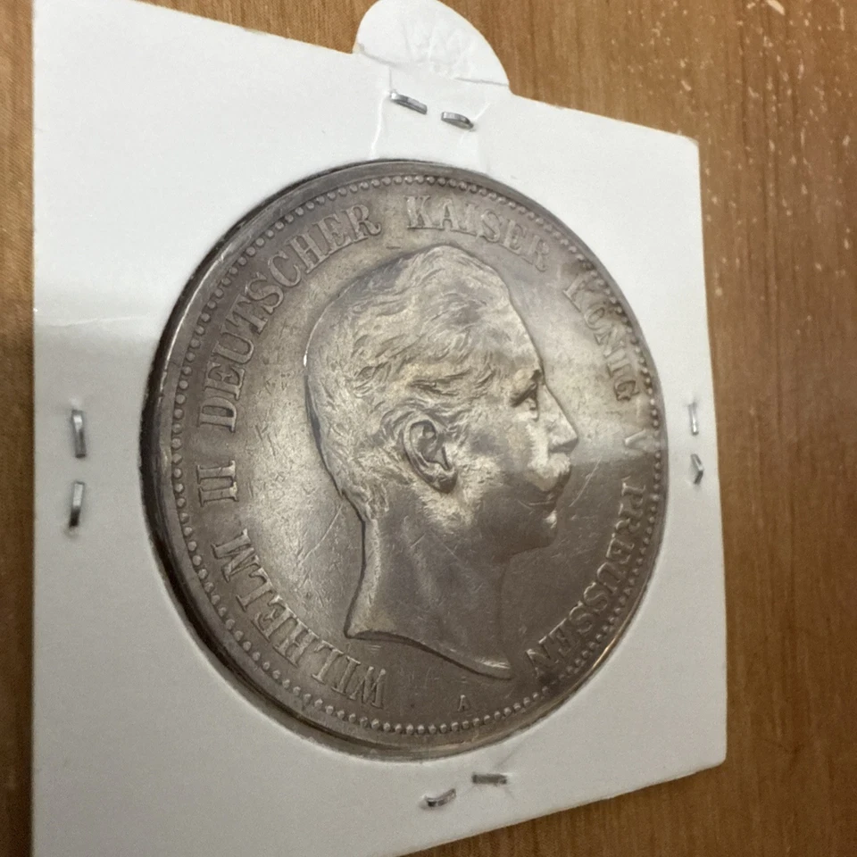 Moneda de plata 90% de 5 marcos Prusia Alemana Funf 1907-A excelente estado Foto 4 de 4