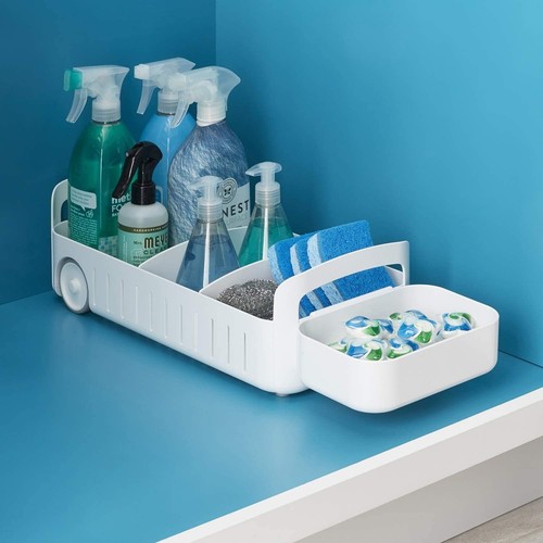 RollOut Caddy Rolling Storage Bin mit 2 verstellbaren Trennwänden und abnehmbaren Ba... - Bild 8 von 8