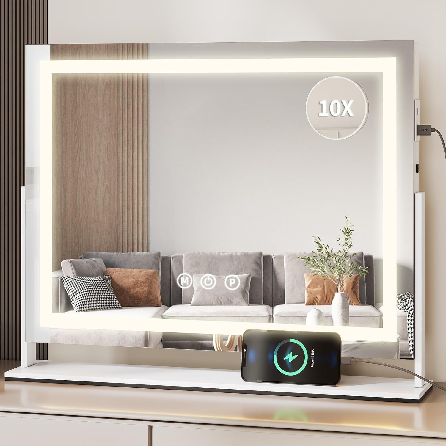 Specchio Hollywood LED Professionale: 3 Luci per Make-Up da Sogno