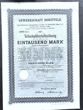 Związek zawodowy Dorstfeld, obligacja 1000 marek, Dortmund/Dorstfeld 1905 (koc)