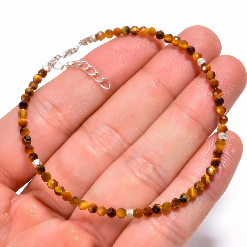 Pulseira feminina de cristal natural olho de tigre contas delicadas proteção cura presente - Imagem 4 de 4