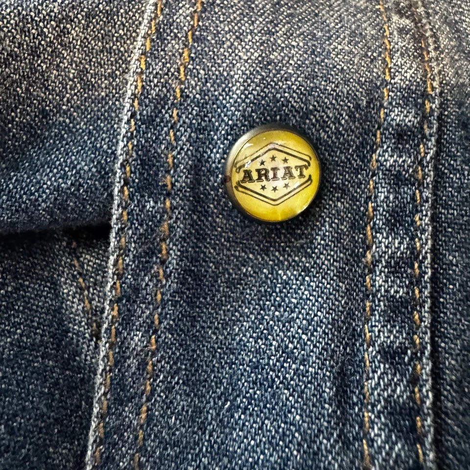 ARIAT Retro Chambray Denim Pearl Snap Jean Shirt Men XXL Yellowstone Landman NEW - Image 4 of 4