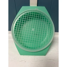 Vintage Tupperware Veggie Keeper Produce Storage Container Green Round Grid