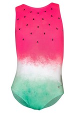 Destira in a Melon Gymnastic Leotard For Girls, Fun Watermelon Design Ultra S...