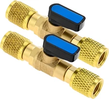 2PCS Air Conditioner Ball Valve Adapter,1/4 SAE Female Thread Adapter Shut-Off F