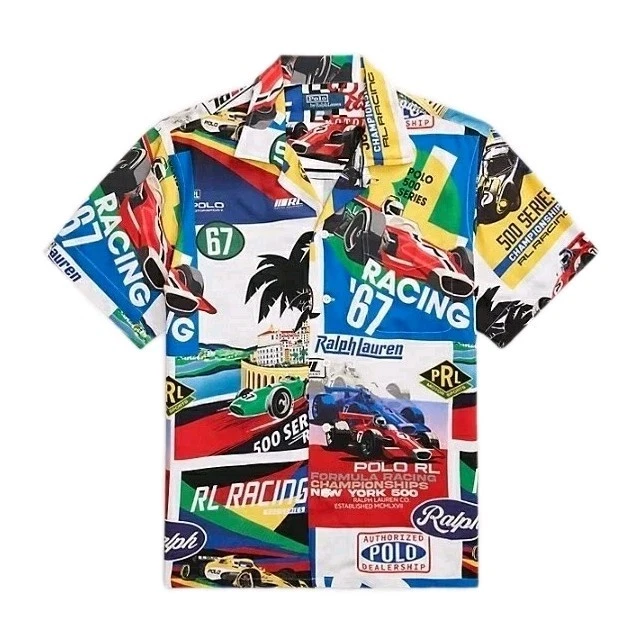 Polo Ralph Lauren Formula Racing Sz XL Classic Fit Prix Poster Woven Camp Shirt
Opens in a new windo