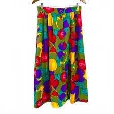 Vintage 80s Magnitude Multicolor Floral Maxi Skirt
