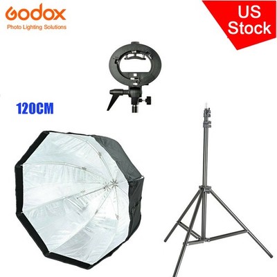 US GODOX 120cm 47''  Octagon Umbrella Softbox+S Bowens Bracket Stand Fr Speedlite