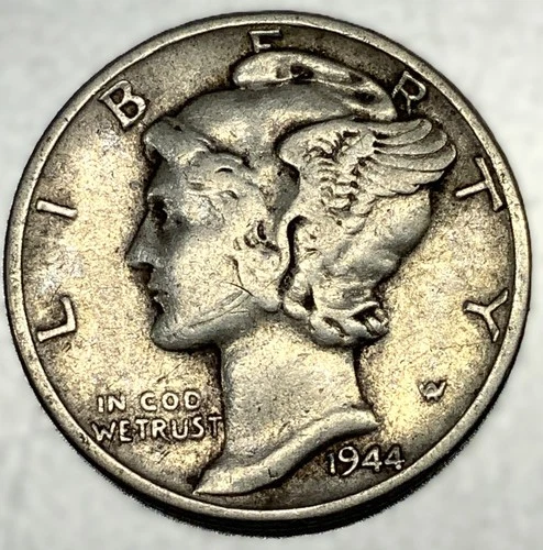 1944-P Mercury Dime 10c Good Circulated Condition 90% Silver US Coin - 3277