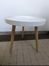 Deko Holz Tisch rund, weiß, ø 40cm, kleiner Beistelltisch, Couchtisch, Sofatisch