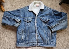 Levi s Sherpa Lined Denim Jacket USA Made Vintage Men s L Blue Trucker Work Coat
