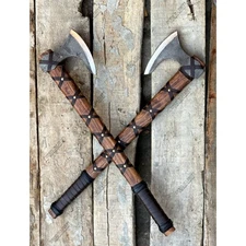Custom Handmade Carbon Steel Blade Pair Of Ragnar Viking Axe|Hunting Axe Camping