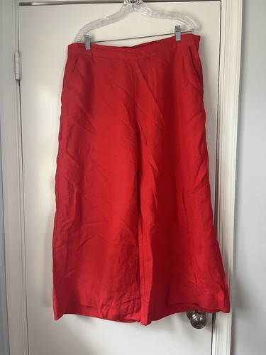 Chicos Women’s 100% Linen Wide Leg Pant 3 16 Red