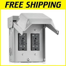Industrial Outdoor Electrical Outlet Box with Dual 20 AMP GFCI Receptacles