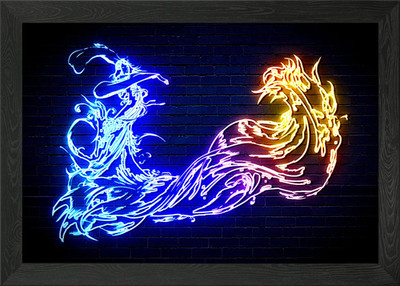 Final Fantasy X Neon Framed Wall Art Poster Canvas Print Picture