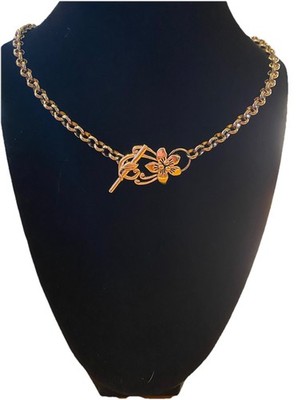 Lovely Silver Tone Flower Toggle Clasp Necklace Stainless Steel 21 