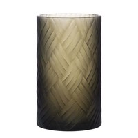 INNA-Glas Blumenvase Zylinder Fewasy, Mit Schnitzmuster, GrüN-Grau, 20Cm, Ø15Cm