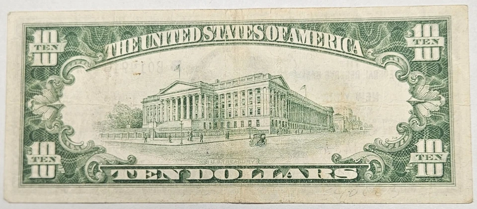 1929 $10 Dollar Federal Reserve Bank Note New York National Currency d166 - Image 4 of 4
