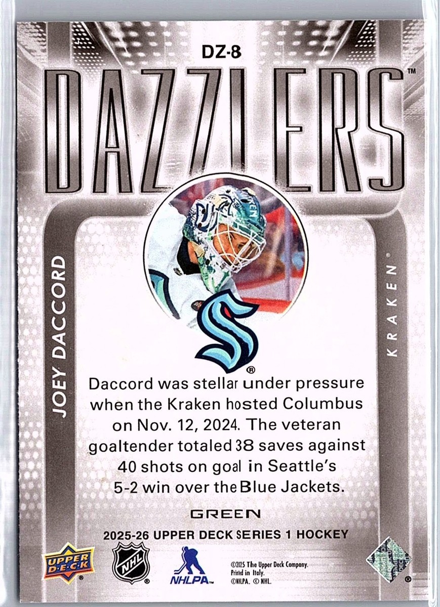 2025-26 Upper Deck Series 1 - Dazzlers Joey Daccord #DZ-8 Green