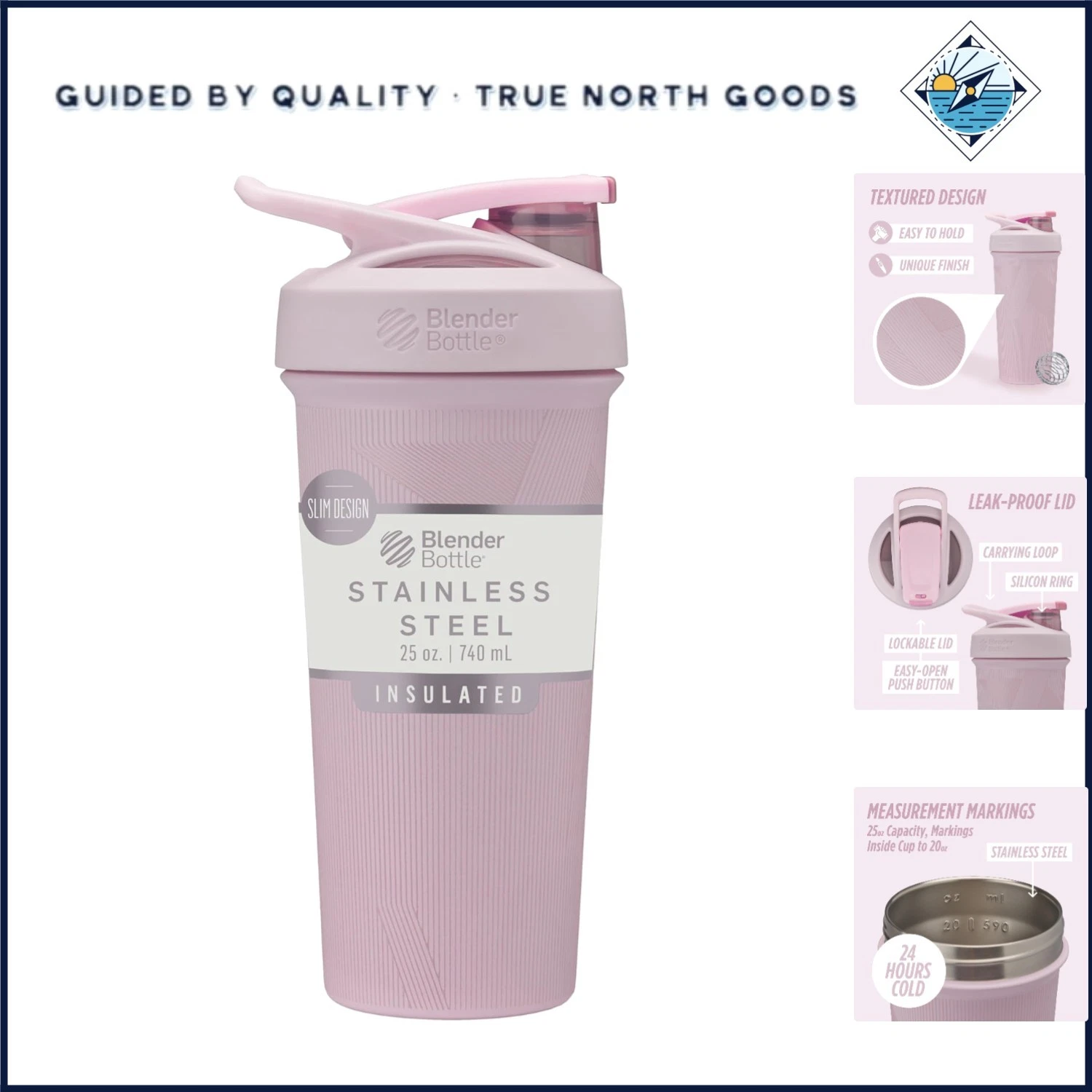 Insulated Stainless Steel Shaker Cup with Wire Whisk for Smoothies & Protein