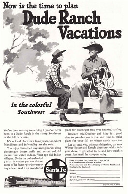 1949 Santa Fe: Dude Ranch Vacations Vintage Print Ad | eBay