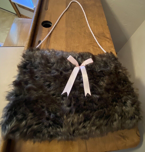 Girls Faux Fur Muff With Pink Detail