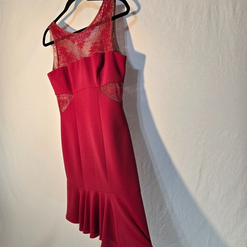 BCBG MAXAZRIA Quite Luxury Fuchsia ENIDA Ruffled Crepe Dress Size 6 Worn Once! - Picture 3 of 23